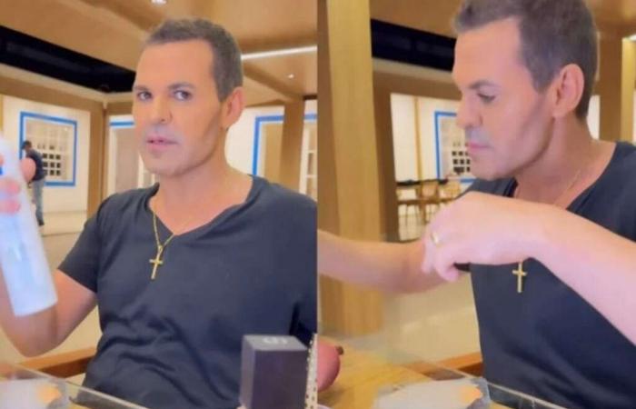 Eduardo Costa appears thinner doing makeup tutorial