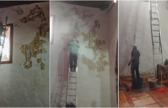 Priest creates controversy after carrying out works and painting frescoes with 300 years of history