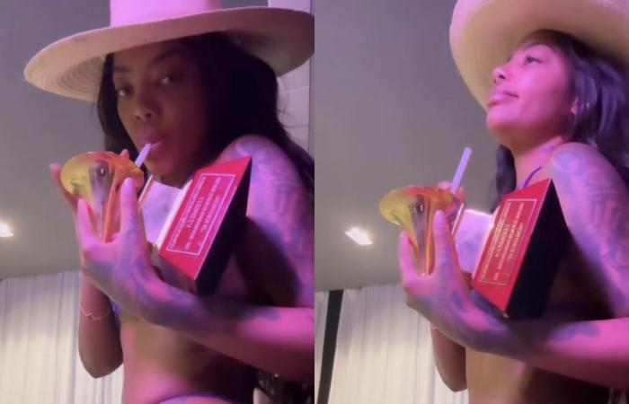 Ludmilla posts video ‘drinking’ from a Grammy statuette and the web points indirectly to Ferrugem