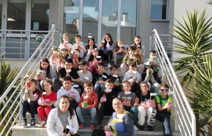 Children from the Rio de Loba Social Center, in Viseu, offer plants in an ‘environmental mission’