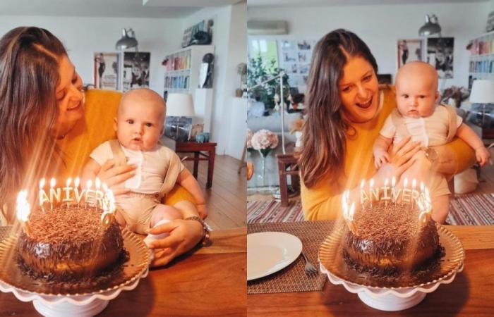 Maria Botelho Moniz shows photos of her 1st birthday with her son