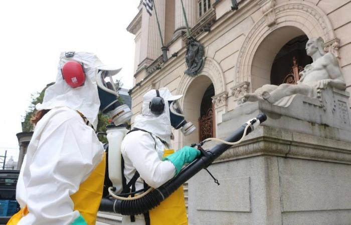 Santos City Hall building receives nebulization against dengue mosquito