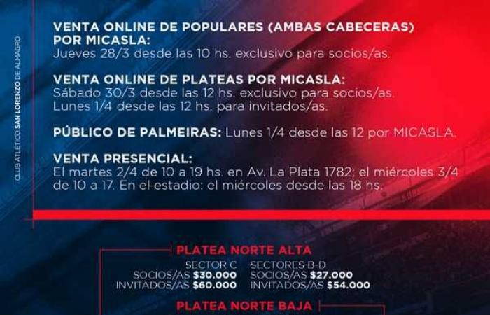 San Lorenzo x Palmeiras: see price and how to buy tickets for the Libertadores debut | palm trees