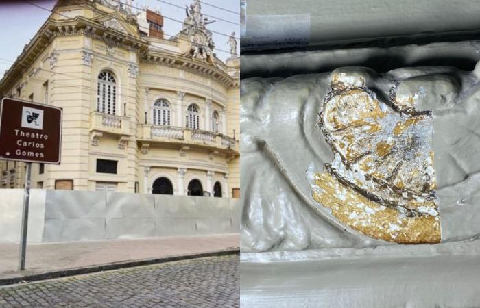 Hz | Gold painting is found at the Carlos Gomes Theater during renovation