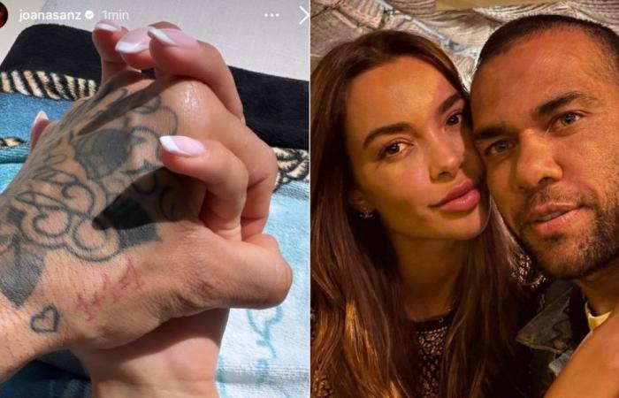 Joana Sanz, Daniel Alves’ wife, posts a photo holding hands with the former player