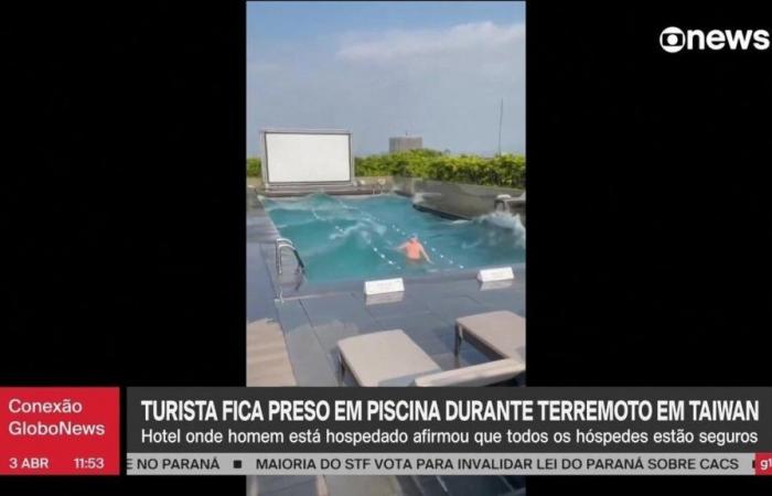Earthquake in Taiwan: man is surrounded by large waves in swimming pool during tremor; VIDEO | World