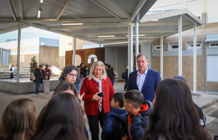 Students returned today to the redeveloped school in Tramagal after major works