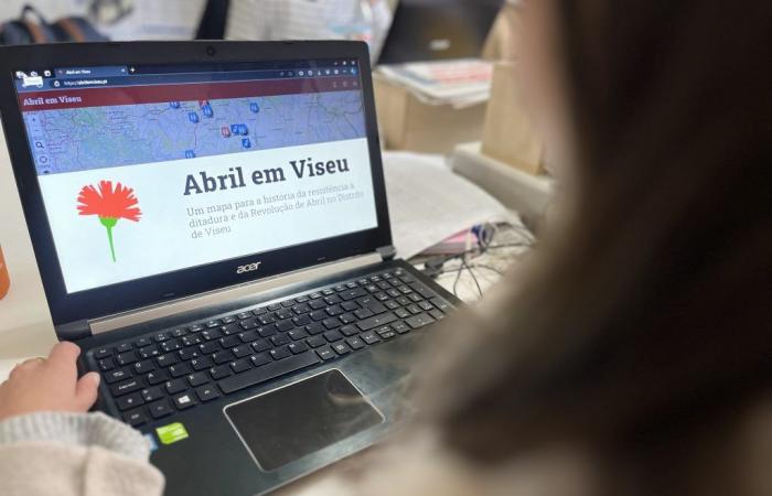 Interactive map of the Viseu district shows names, places and events that took place before and after the 25th of April
