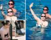 Jessie J cools off in a hotel pool in Rio de Janeiro