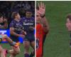 Harry Grant sin binned, reaction, Melbourne Storm vs Cronulla Sharks, Daniel Atkinson wink, video, highlights